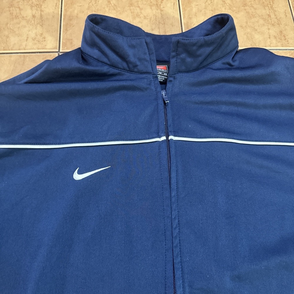 Vintage Y2K Nike Team Full Zip Navy Blue Track Jacket Sz XL Swoosh Logo - Picture 2 of 7